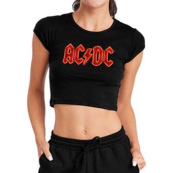 Juniors' AC/DC PWR Up Logo Crop Top