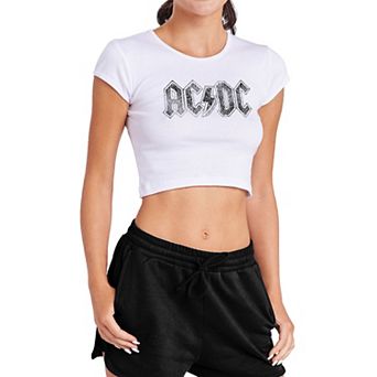Juniors' AC/DC Paisley Logo Crop Top