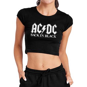 Juniors' AC/DC Back in Black Graphic Crop Top