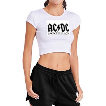 Juniors' AC/DC Back In Black Graphic Crop Top