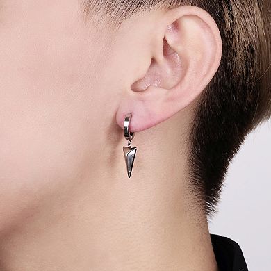 Men's LYNX Stainless Steel Pyramid Hoop Earrings