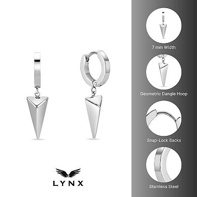Men's LYNX Stainless Steel Pyramid Hoop Earrings