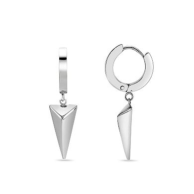 Men's LYNX Stainless Steel Pyramid Hoop Earrings