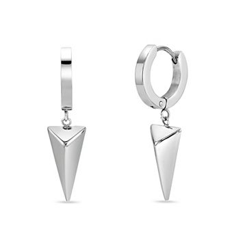 Men's LYNX Stainless Steel Pyramid Hoop Earrings