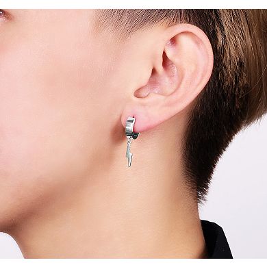 Men's LYNX Ion Plated Stainless Steel Bolt Hoop Earrings