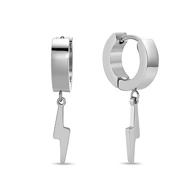 Men's LYNX Ion Plated Stainless Steel Bolt Hoop Earrings