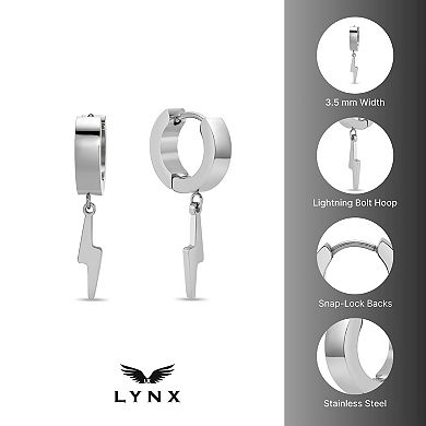Men's LYNX Ion Plated Stainless Steel Bolt Hoop Earrings