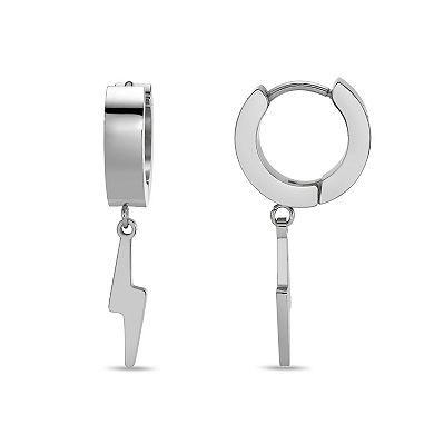 Men's LYNX Ion Plated Stainless Steel Bolt Hoop Earrings