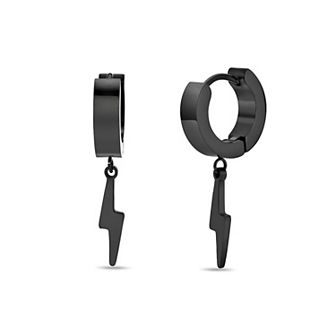 Men's LYNX Ion Plated Stainless Steel Bolt Hoop Earrings