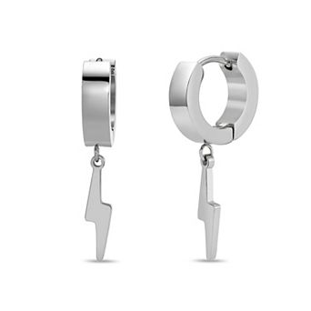 Men's LYNX Ion Plated Stainless Steel Bolt Hoop Earrings