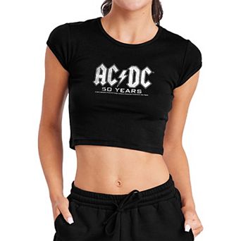 Juniors' AC/DC 50 Years Graphic Crop Top