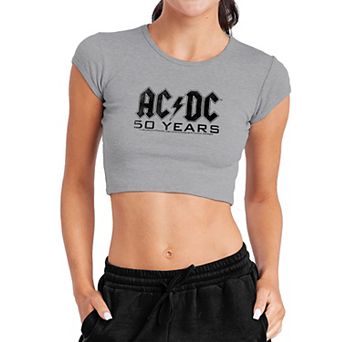 Juniors' AC/DC 50 Years Baby Rib Crop Top