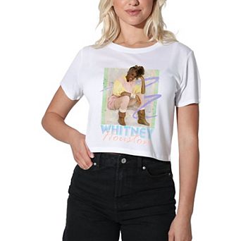 Juniors' Whitney Houston How Will I Know Graphic Crop Tee