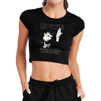 Juniors' David Bowie Heroes Baby Rib Crop Top
