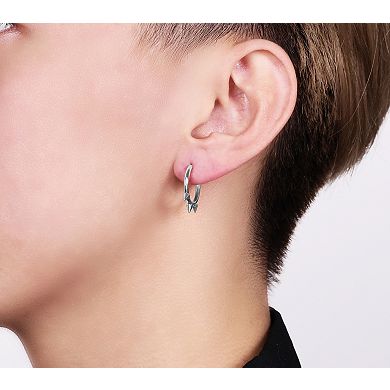 Men's LYNX Ion Plated Stainless Steel Spike Hoop Earrings