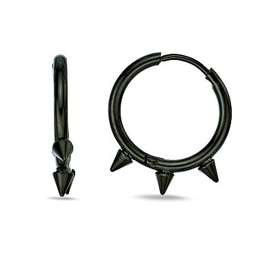 Men's LYNX Ion Plated Stainless Steel Spike Hoop Earrings