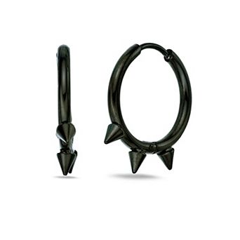 Men's LYNX Ion Plated Stainless Steel Spike Hoop Earrings