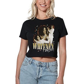 Juniors' Whitney Houston Graphic Crop Tee