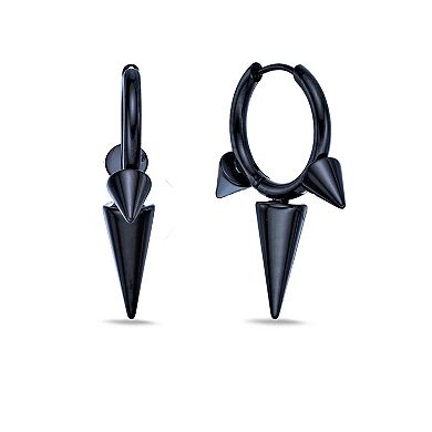 Men's LYNX Ion Plated Stainless Steel Spike Hoop Earrings