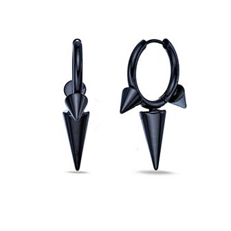 Men's LYNX Ion Plated Stainless Steel Spike Hoop Earrings