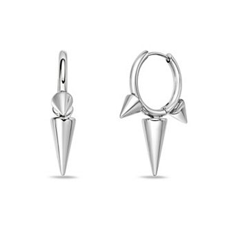 Men's LYNX Ion Plated Stainless Steel Spike Hoop Earrings