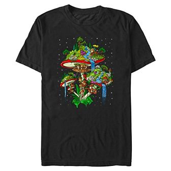 Big & Tall Magic Mushrooms Land Graphic Tee