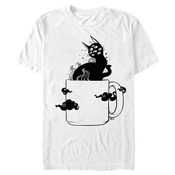 Big & Tall Cat On A Coffee Cup Graphic Tee