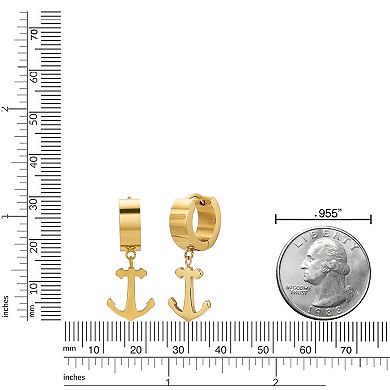 Men's LYNX Ion Plated Stainless Steel Anchor Hoop Earrings