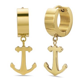Men's LYNX Ion Plated Stainless Steel Anchor Hoop Earrings