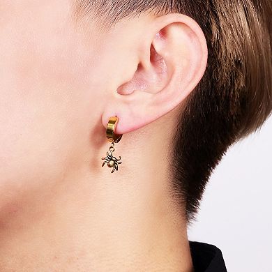 Men's LYNX Ion Plated Stainless Steel Spider Hoop Earrings