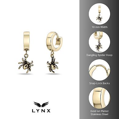 Men's LYNX Ion Plated Stainless Steel Spider Hoop Earrings