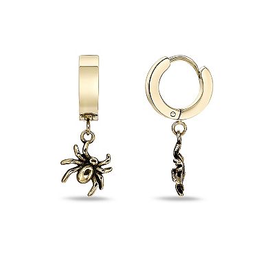 Men's LYNX Ion Plated Stainless Steel Spider Hoop Earrings