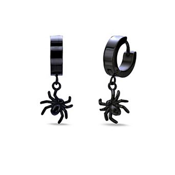 Men's LYNX Ion Plated Stainless Steel Spider Hoop Earrings