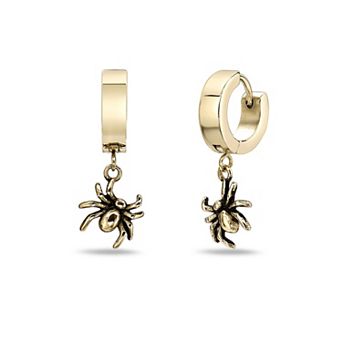 Men's LYNX Ion Plated Stainless Steel Spider Hoop Earrings