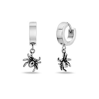 Men's LYNX Ion Plated Stainless Steel Spider Hoop Earrings