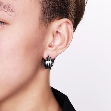 Men's LYNX Ion Plated Stainless Steel Hoop Earrings