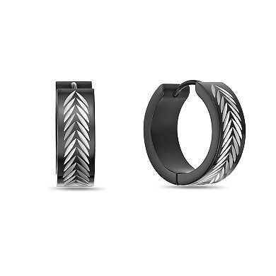 Men's LYNX Ion Plated Stainless Steel Hoop Earrings