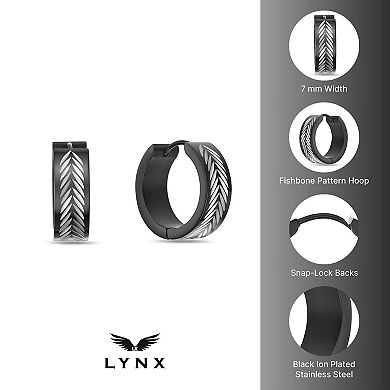 Men's LYNX Ion Plated Stainless Steel Hoop Earrings