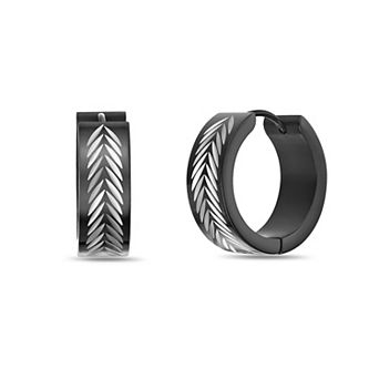 Men's LYNX Ion Plated Stainless Steel Hoop Earrings