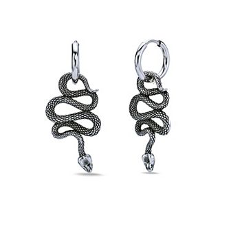 Men's LYNX Stainless Steel Snake Hoop Earrings