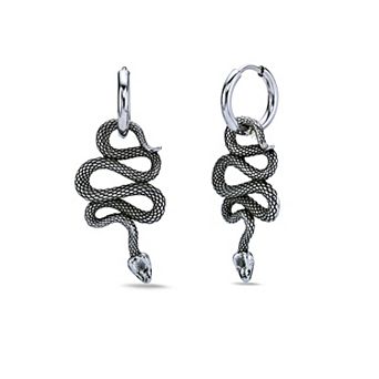 Men's LYNX Stainless Steel Snake Hoop Earrings