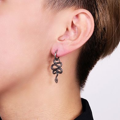 Men's LYNX Stainless Steel Snake Hoop Earrings