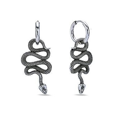 Men's LYNX Stainless Steel Snake Hoop Earrings