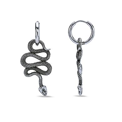 Men's LYNX Stainless Steel Snake Hoop Earrings