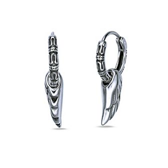 Men's LYNX Stainless Steel Wing Hoop Earrings