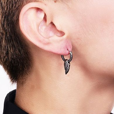 Men's LYNX Stainless Steel Wing Hoop Earrings