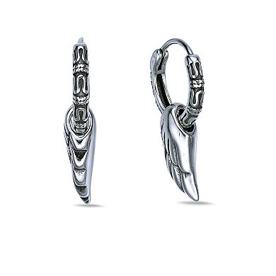 Men's LYNX Stainless Steel Wing Hoop Earrings