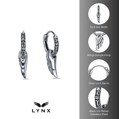 Men's LYNX Stainless Steel Wing Hoop Earrings