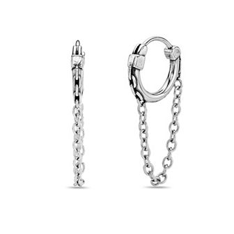 Men's LYNX Stainless Steel Hoop Chain Earrings