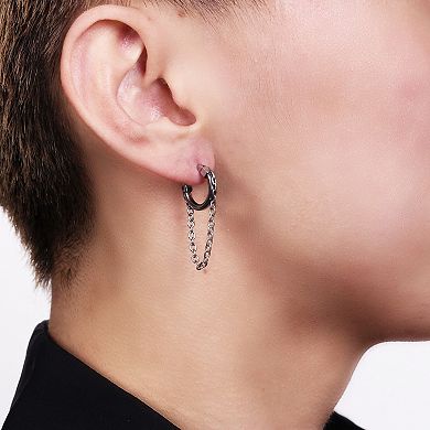 Men's LYNX Stainless Steel Hoop Chain Earrings